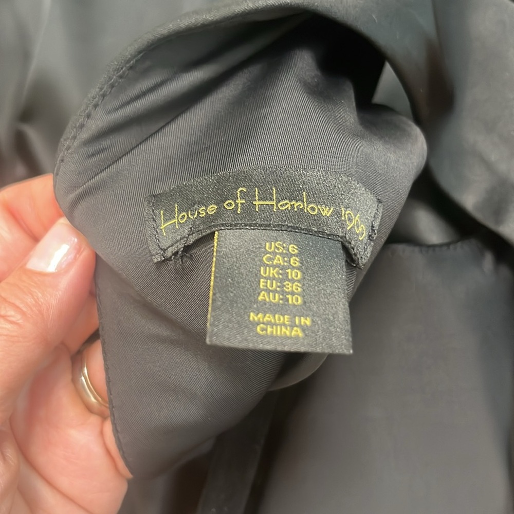 House of Harlow 1960 Black Boat Neck Low Back Mini Dress sz 6 - Picture 6 of 7